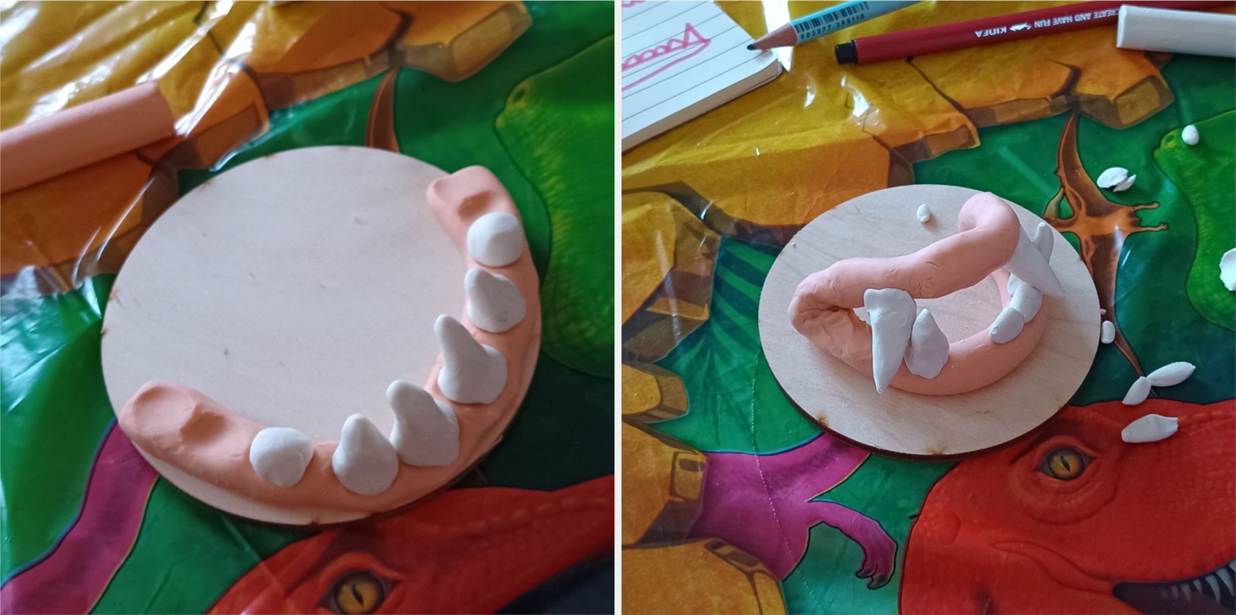 Warsztaty zębowe: szczęki wykonane z masy plastycznej